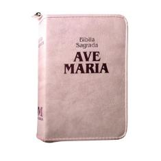 Bíblia zíper strike - média - rosa - Editora Ave-Maria