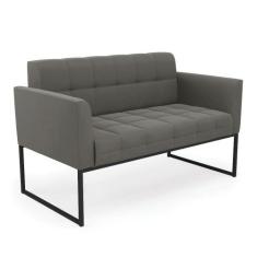 Sofá Namoradeira Elisa Suede Grafite Base Metálica Industrial Preto - 