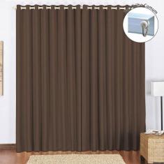 Cortina Tecido Blackout 3,00M X 2,60M Tabaco Para Trilho Comum Blecaut