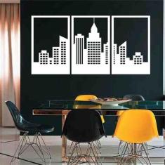 Quadro Decorativo Cidade 3mm Vazado - Mdf - Decoarts, Branco