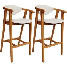 Kit 02 Banquetas Alta Para Cozinha Bancada Bar Sala de Jantar Fixa Cec