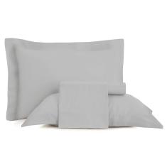 Jogo de Cama Casal Altenburg Cetim 300 Fios Cinza