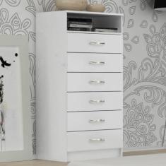 Cômoda 6 Gavetas 1 Nicho Maxi Evidência Móveis, Branco