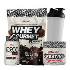 Kit Whey Protein Refil + Creatina 300g + BCAA cáps + Coqueteleira - FN Forbis Nutrition-Unissex