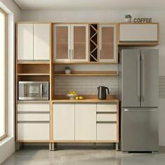 Armário de Cozinha Compacta 4 Peças 9 Portas com Vidro e Tampo 100% MD