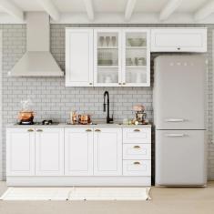 Cozinha Compacta 04 Peças com Aéreo para Geladeira Americana Henn