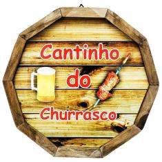 Quadro Tampa De Barril Madeira Rústica Cantinho Do Churrasco