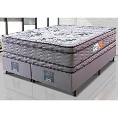 Cama Box Queen Colchão Ortofirm + Box 158x198x71 Double Face Espuma D45 Cinza