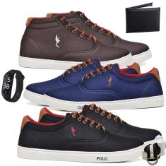 Kit 3 Tênis Casual + Relógio + Acessórios Macio Dia a Dia-Masculino
