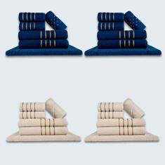 Jogo De Toalhas 24 Pçs Coleção Dubai 100% Algodão Az+bg