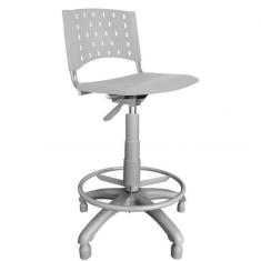 Cadeira Caixa Giratória Plástica Branca Base Cinza - Ultra Móveis