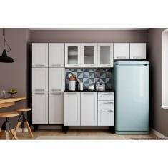 Cozinha Modulada Completa Múltipla 4 Peças (2 Armários + 1 Balcão + 1 Paneleiro) C4P73 Branco - Bertolini