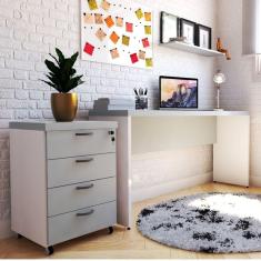 Mesa para Escritório 180cmx42cm 40mm Branca/Cinza Cristal