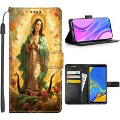 Capa carteira para A01 A02S A03S A10 A10e A10s A11 A12 A13 A14 A20s A20e A21s A22 A23 A24 4G/5G com Virgem Maria Senhora de Guadalupe-Art cc35 Design PU Couro Flip Folio Kickstand/974 (Color : Virgin