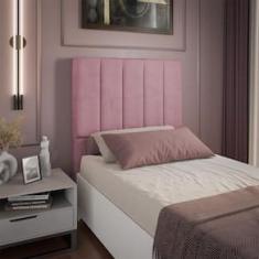 Cabeceira para Cama Box Solteiro Dobuê Veneza com Revestimento em Veludo