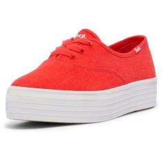 Keds Tênis feminino Point com cadarço, Linho vermelho, 34