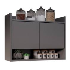 Armário Aéreo Cozinha Multiuso Cecília 70cm 02 Portas Grafite - Desk Design