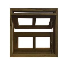 Janela de Madeira Vitro Basculante Reto de Itaúba Batentes de 10 CM Es