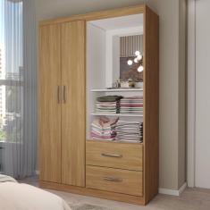 Guarda-Roupa Solteiro Gabe 2 Portas 2 Gavetas com Espelho Cinamomo - P