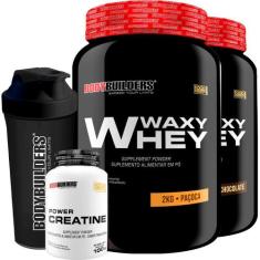 Kit 2x Waxy Whey 2kg + Power Creatina 100g + Coqueteleira - Bodybuilde
