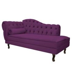 Divã Recamier Diana Lado Direito 120 cm Suede - Amarena Móveis, Roxo