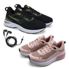 Tênis Feminino Fitness Esporte + Fone de Ouvido Fio Kit 2 - BFK, Verde