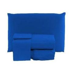 Jogo de Lençol Cama Casal Padrão Box 3 Peças Liso com Elástico - Promo