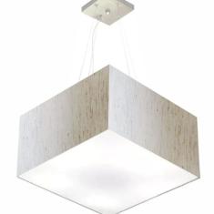 Lustre Pendente Quadrado Vivare Md-4075 Cúpula Em Tecido 30/5