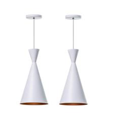 Kit 2 Lustre Pendente Canadá Branco Com Cobre Mesa Jantar - Ideallume