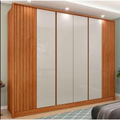 Guarda Roupa Casal 6 Portas 6 Gavetas Barcelona Ripado Tcil Móveis - Cinamomo/off White