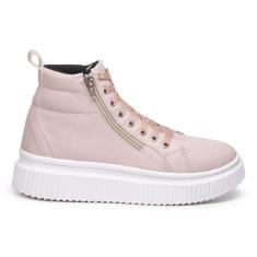 Tenis Feminino Rosa com Solado tratorado Plataforma. Botinha Feminina 