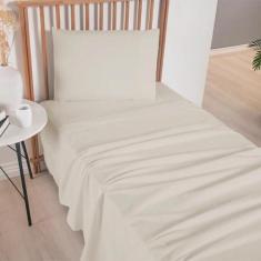 Jogo Lençol Cama Solteiro 300 Fios Completo Ponto Palito Macio - 3 Peç