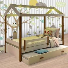 Cama Eliz Branco/mel Com Led E Cama Auxiliar