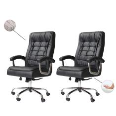 Kit 2 Cadeiras De Escritório Presidente Executiva Alta Big Molas Ensacadas Pillow Top Preta