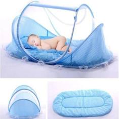 Berço Mosquiteiro Tenda Portátil Compacto Com Zíper - oem, Azul