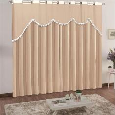 Cortina Classic Para Varão Em Malha 3,00m X 2,50m Sala Quarto - Palha
