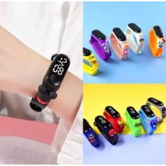 Kit Relógio Infantil Digital Led Bracelete Silicone + Chaveiro Mini Bo