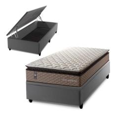 Conjunto Box Baú Atlanta Bege 88x188x69 Espuma D45 - King House