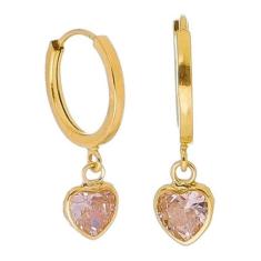 Brinco Argola Com Pingente Coração Ouro 18k Infantil Adulto - Aea Joia