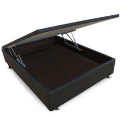 Cama Box CASAL Bau Frontal Pistão Corano Preto - 138x188 - MGA, 138x18