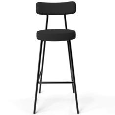 Banqueta Alta Bar Cozinha Sala De Jantar Estrutura Em Aço Milão L02 Bouclê Preto - Lyam Decor