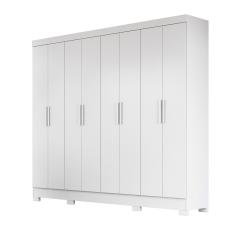 Guarda Roupa Casal Diplomata 8 Portas de Giro 4 Gavetas MDP branco Moval Móveis