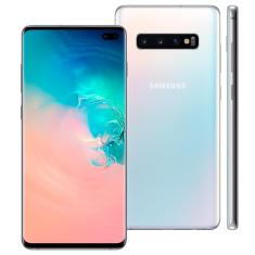 Smartphone Samsung Galaxy S10+ Branco 128GB, 8GB RAM, Tela Infinita 6.4", Câmera Traseira Tripla, PowerShare, Leitor Digital na Tela, Android 9.0