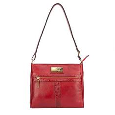 Bolsa tiracolo de couro liso Milena - Vermelho