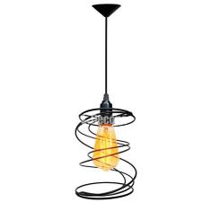 Lustre Pendente Aramado Retrô Mola Preto - Decora na Net
