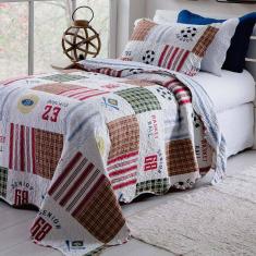 Kit Colcha Patchwork Rozac Solteiro 2 peças Teen  Sports