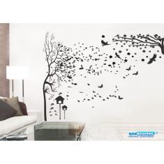 Adesivo Decorativo De Parede Arvore Com Tronco E Pássaros