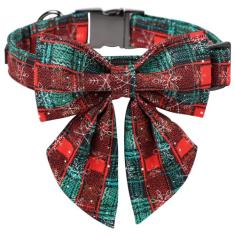 Coleira xadrez de Natal Maca Bates com gravata borboleta para cães, gravata borboleta de marinheiro, ajustável, coleiras vermelhas, verdes, acessórios, presente para cachorrinho pequeno, médio,