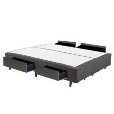 Cama Box CASAL Bipartido Universal 4 Gavetas Cinza - 138x188