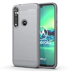 Capa para Motorola Moto G8 Plus, capa de material de fibra de carbono, suave antiderrapante, macia, anti-impressões digitais, capa totalmente protetora para Motorola Moto G8 Plus